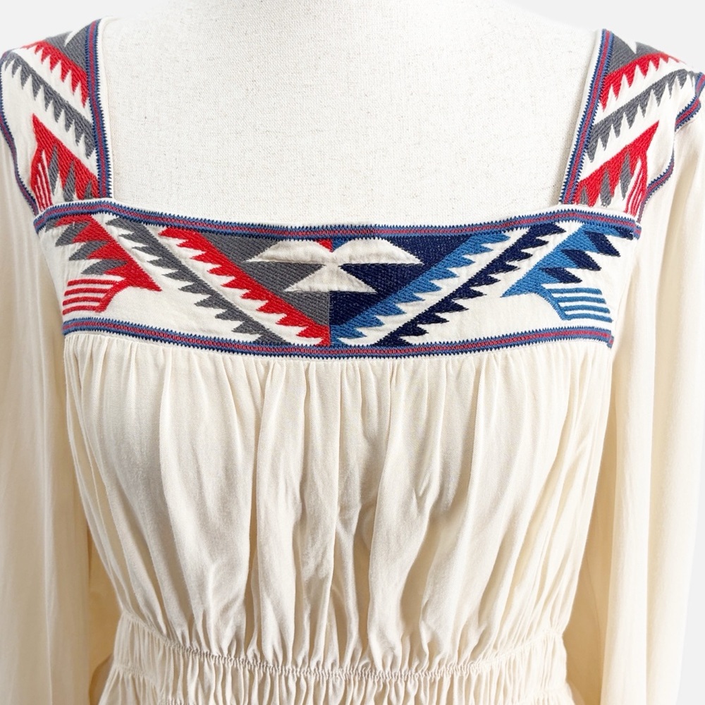 Ariat Chimayo Jacquard Embroidered Peplum Top in Buttercream - Size Large - Picture 3 of 8